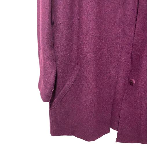 Eileen Fisher Lightweight Boiled Wool High Collar Plum Cardigan - Picture 6 of 9